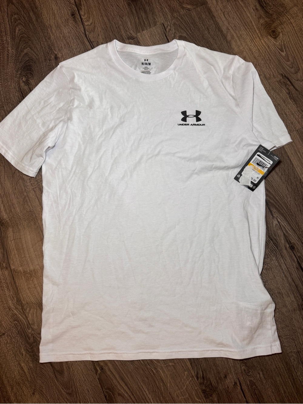 Under Armour White Short-Sleeve Logo Tee with Black Chest Logo